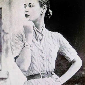 Vintage Knitting Pattern 1951 Sweater Jumper Cable Knit PDF Delivery Instant Download