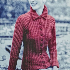 Vintage Knitting Pattern 1950s Raglan Sleeve Sweater PDF Instant Download PDF Download