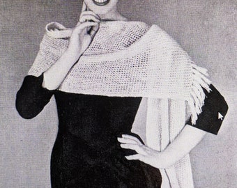 Vintage Knitting Pattern 1950s Lace Shawl PDF Digital Instant Download