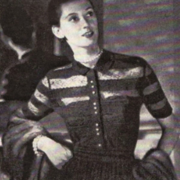 Vintage Knitting Pattern 1940s Sweater Ladies Banded Evening Sweater 1949 PDF Digital Delivery Instant Download