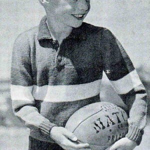 Vintage Footscray voetbaltrui breipatroon: Bulldogs AFL (pdf-patroon)