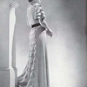 Patrón de tejido para vestido de noche vintage Minerva Paris de los años 30 (PDF, descarga instantánea)