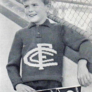 Vintage Carlton Blues AFL-trui breipatroon (pdf-download)