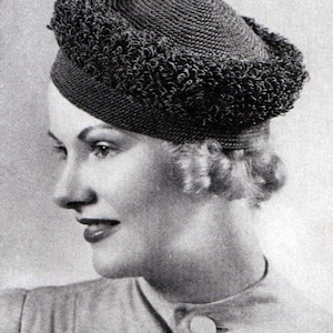 Modèle de tricot bonnet turban bouclé vintage 1938 Téléchargement instantané PDF livraison numérique