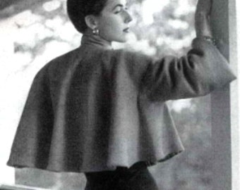 Vintage Knitting Pattern 1949 Flare Back Jacket PDF Digital Delivery Instant Download