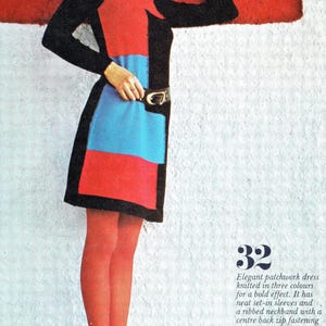 Vintage Knitting Pattern 1960s Abstract Knitted Dress PDF Knitting Pattern Digital Delivery Instant Download
