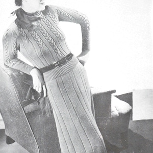 Patrón de tejido para vestido vintage de dos piezas Minerva Paris de los años 30 (PDF, descarga instantánea)