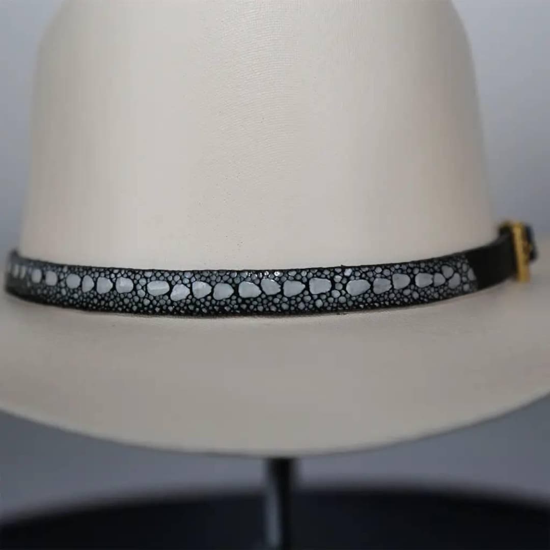 String Ray Hat Stingray Cowboy Hat Band Black Gold Plated 3 Piece Buckle Set Handmade ...