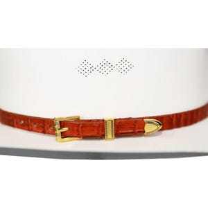 Zestaw 3 klamer do kapelusza kowbojskiego ze złoconym aligatorem i krokodylem, ręcznie robiony, 26 cali