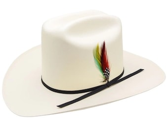 5000x Rancher Straw Cowboy Hat With Feather 5” Crown 3 1/2” Brim Handmade