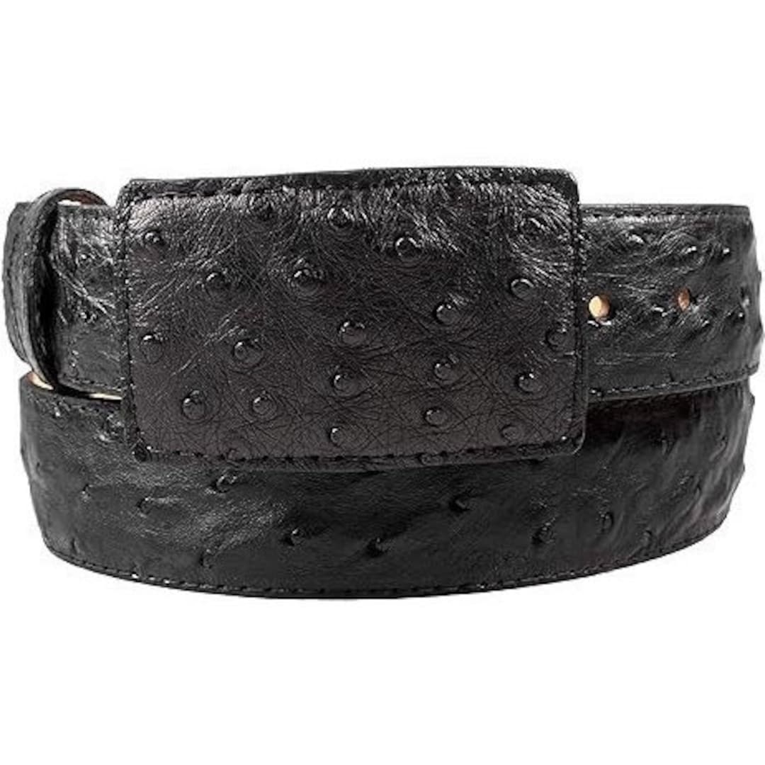 Black Genuine Ostrich Belt main image 1