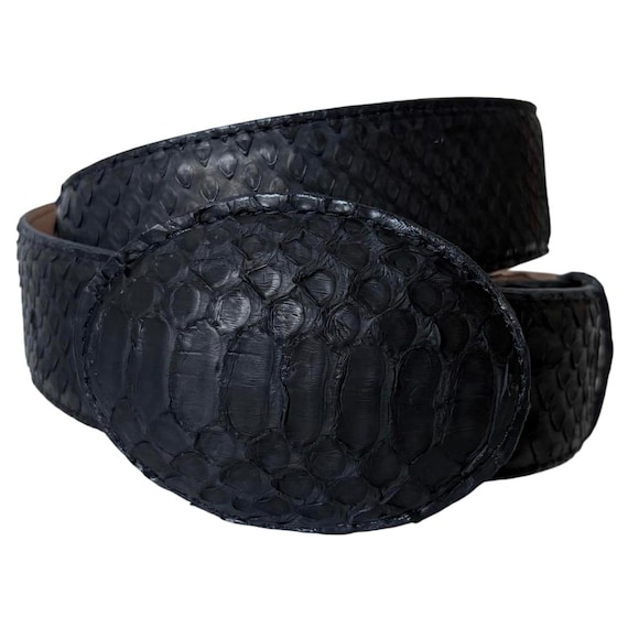 White Diamond Sueded Python Belt Black Leather Lining  display picture 3