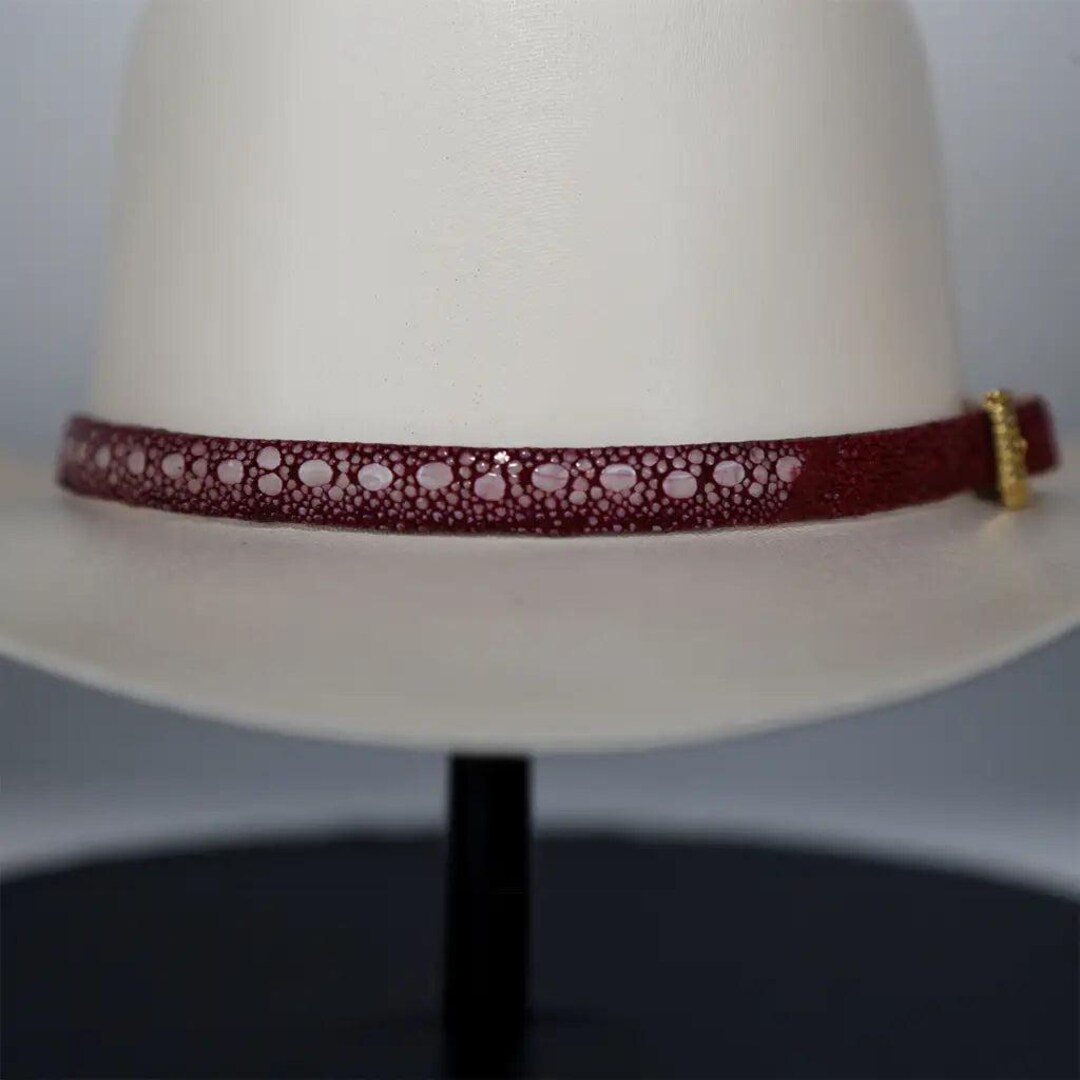 String Ray Hat Stingray Cowboy Hat Band Burgundy Gold Plated 3 Piece Buckle Set ...