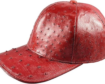 Red Ostrich Cap Real Full Quill With Adjustable Closure Handmade In The USA
