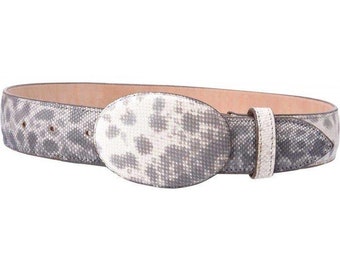 Natural Karung Carunga Belt Genuine Snakeskin Leather Lining Handmade 1 1/2" Removable Buckle