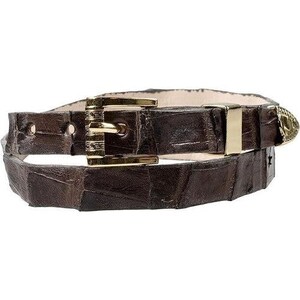 Alligator Crocodile Cowboy Hat Band Gold Plated 3 Piece Buckle Set Handmade 26”