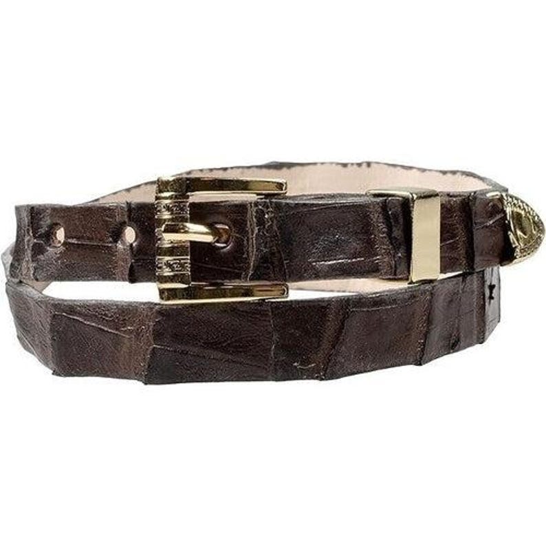 Alligator Crocodile Cowboy Hat Band Gold Plated 3 Piece Buckle Set Handmade 26”