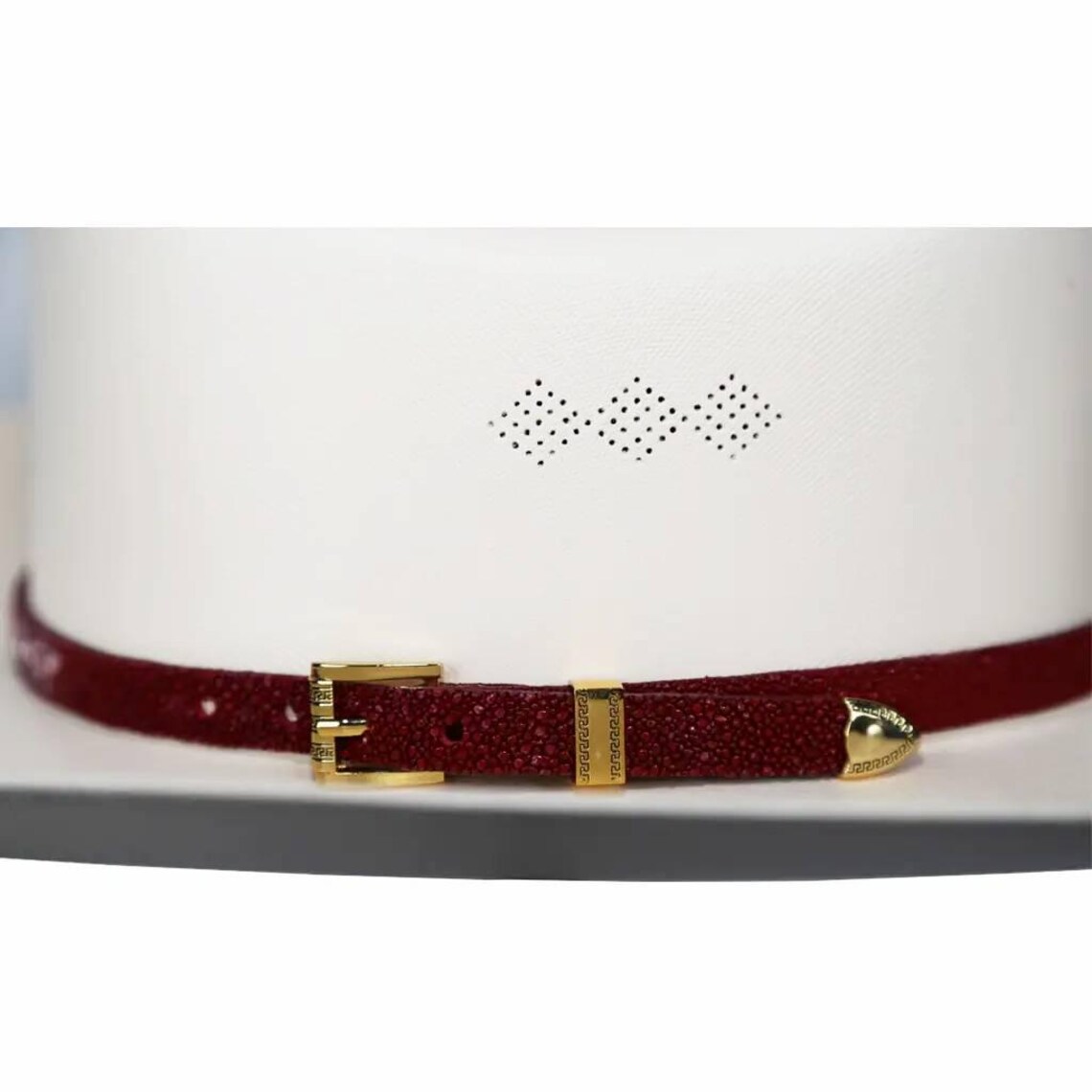 String Ray Hat Stingray Cowboy Hat Band Burgundy Gold Plated 3 Piece Buckle Set ...