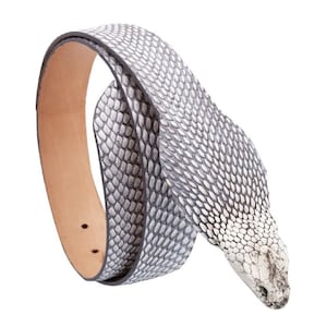Ceinture cobra avec tête et doublure en cuir fait main en peau de serpent véritable naturel