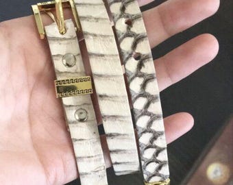 Cobra Snakeskin Cowboy Hat Band Gold Plated 3 Piece Buckle Set Handmade 26”