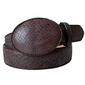 Brown Sueded Python Belt Genuine Snakeskin With Leather Lining Handmade Real Authentic Removable Buckle