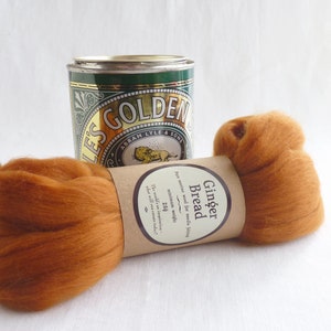 Needle felting wool, ‘Gingerbread’, warm orange brown merino roving, felting wool, wet felting, fibre crafts, weaving, fibre supplies