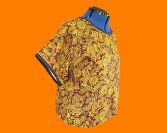 Top Paisley, talla AU 18/US 14, top holgado y cuadrado, top de tela vintage hecho a mano, top cuadrado estilo cottagecore, camiseta de talla grande, camiseta retro
