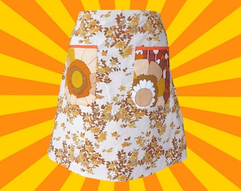 Falda floral estilo A hecha a mano – Algodón vintage, talla grande AU 22