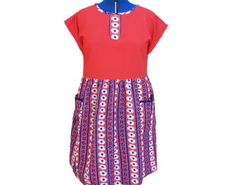 Vestido de sirsaca hecho a mano, corte holgado, talla grande AU 18/US 14