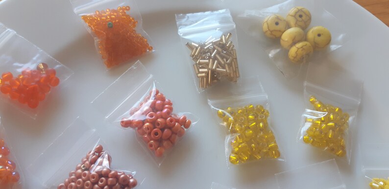 Seed Bead Mix Inexpensive Cheap Bead Stringing Yellow Orange Glass Bead Assorted Variety Craft Grab Bag Jewelry Making Destash