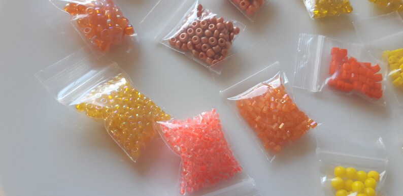 Seed Bead Mix Inexpensive Cheap Bead Stringing Yellow Orange Glass Bead Assorted Variety Craft Grab Bag Jewelry Making Destash