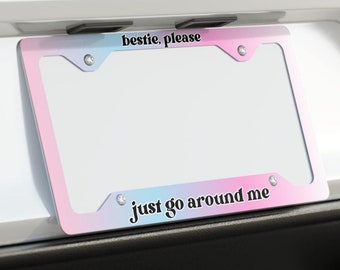Funny License Plate Frame, Gen Z Car Accessories, Cute Car Accessories, Just Go Around Me, Curbs Fear Me, New Driver Gifts, Cute Car Decals