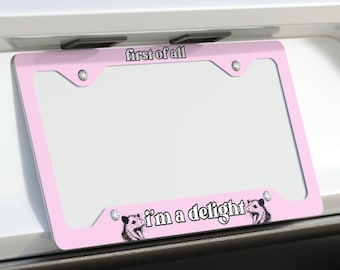 Feral Opossum License Plate Frame I&#39;m A Delight Gen Z New Driver Gifts Cute Car Accessories Girly License Plate Y2K Funny License Frame