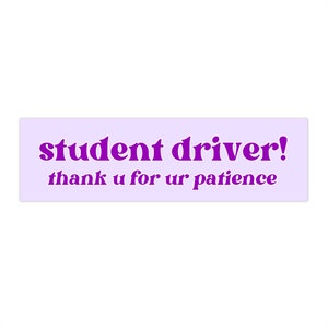 Student Driver Bumper Sticker Funny Meme Gift Y2K Humor Gen Z Retro Funny Car Sticker Cute Car Gifts Girl Car New Driver Bumper Sticker