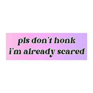 Gen Z Car Bumper Magnet, Please Don&#39;t Honk, Funny Bumper Magnet, Anxious Driver, Cute Car Decal, Unhinged Bumper, New Driver Magnet