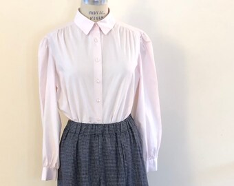 Pink button down blouse Edwardian style Sz L