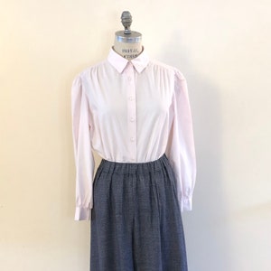 Pink long sleeve blouse vintage 1980s sz L