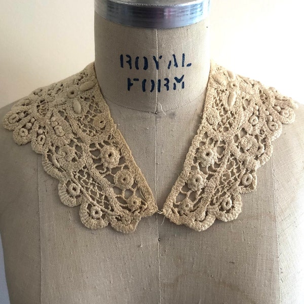 Vintage chemical lace collar vintage 1920s ecru