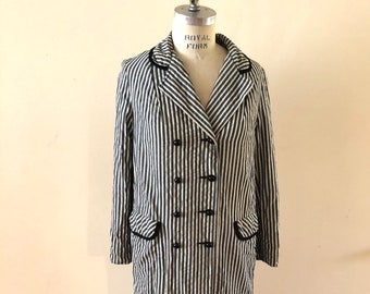 Gray and White stripe overcoat 1980s does Edwardian Style