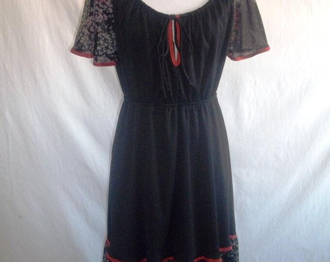 Black Peasant Dress Bohemian Chic Vintage 1970s Etsy