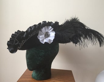 Black pirate hat wool felt tricorn- Custom Order