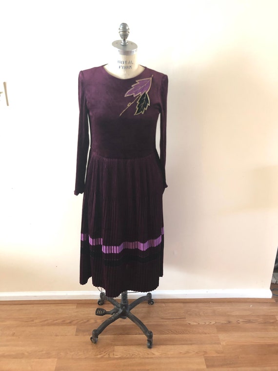 Purple Velvet dress vintage 1990s Sz XS/S