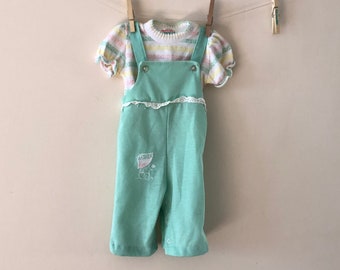 Baby Overalls with Striped blouse sz 6 months