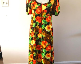 Vintage Hawaiian dress 1970s sz S/M