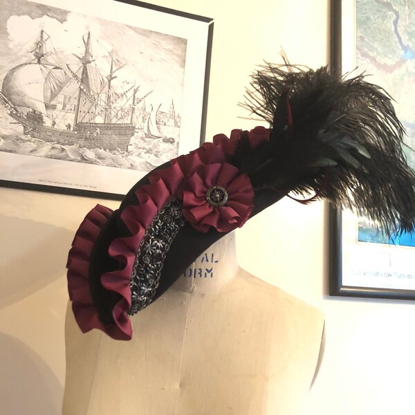 Jacobson Pirate Hat – Black With Copper Mixed Shade – Metal Wire Edge – One Size, Costume Accessory