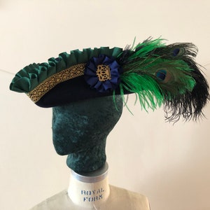 Pirate Hat Blue Green Peacock Colors - Custom Order