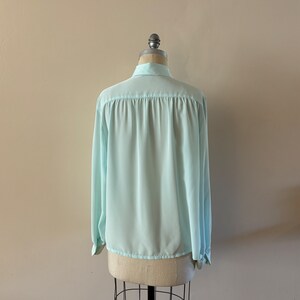 Light Blue Silky blouse vintage 1970s sz L XL image 9