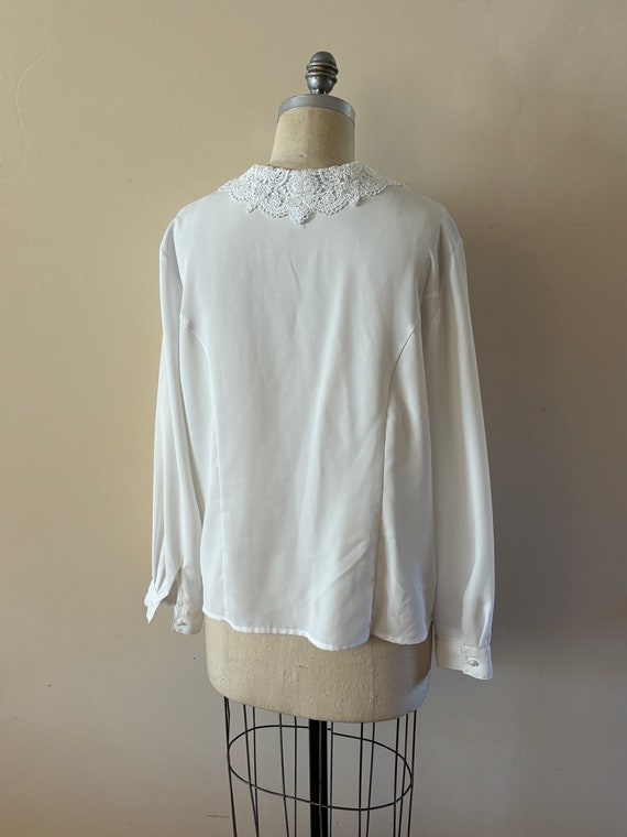 Lace collar blouse vintage 1990s Sz M/L - image 7