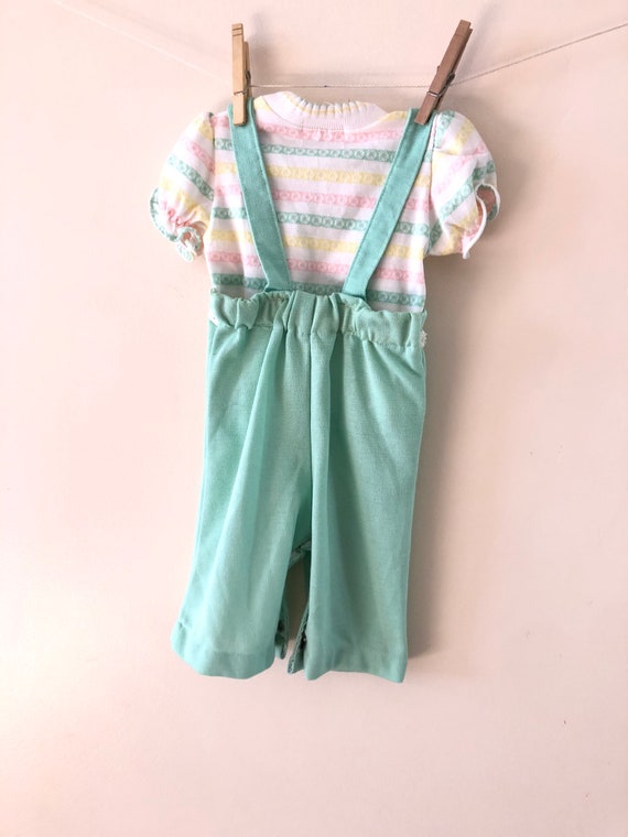 Mint Green baby Overalls sz 6 months - image 6