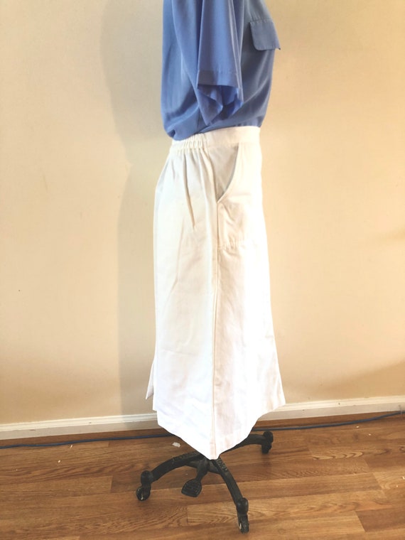 White Midi Summer skirt Vintage 1980s - image 3